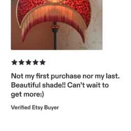 Burgundy Gold Crescent Lampshade Ombre Rayon Fringe, Victorian Style - thumbnail 4