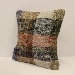 Vintage Turkish Kilim Pillow Cover, Wool Throw - 12x12 Inches - thumbnail 3