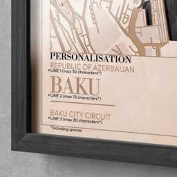 Baku City Street Circuit Wooden Track Map - Custom Racing Wall Art Azerbaijan Motorsport Fan Gift - thumbnail 2