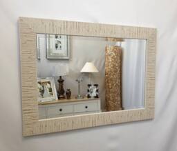 Blanca Wood Frame 2 Tone Sand Cream Colour Wall Mirror Bevelled Edge Glass Hand Finished Rectangular Made in UK