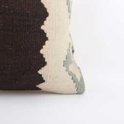Vintage Turkish Kilim Pillow Cover Handwoven Wool Throw 16x16 - thumbnail 2
