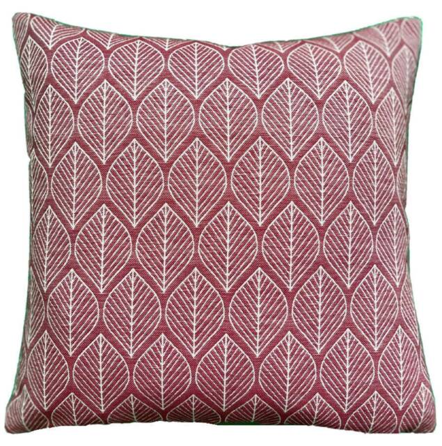 Geometric Retro Scandinavian Red Beige Cushion Cover Modern Leaves Petals Woven - image 1