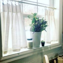 Pleated Solid Cotton Linen - Look Texture Cafe Curtains , Tier Curtains, Kitchen Bathroom Window Treatments, Farmhouse