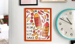Hot Sauce Art Print Digital Download - Home Decor Printable Artwork Foodie Illustration House Warming Gift - thumbnail 1