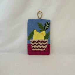 Lemon Embroidered Cozy Kitchen & Dining Room Framed Wall Decor, Modern Still Life Art - thumbnail 3