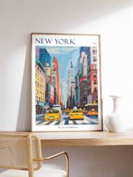 New York City Travel Poster Manhattan Skyline Art Print - thumbnail 1