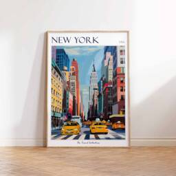 New York City Travel Poster Manhattan Skyline Art Print - thumbnail 3