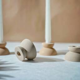 Nordic Candle Holder, Neutral Candlestick Concrete Taper Holder Unique, Set - thumbnail 4