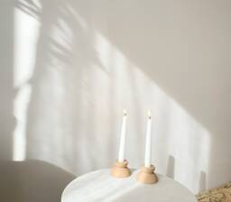 Nordic Candle Holder, Neutral Candlestick Concrete Taper Holder Unique, Set - thumbnail 1