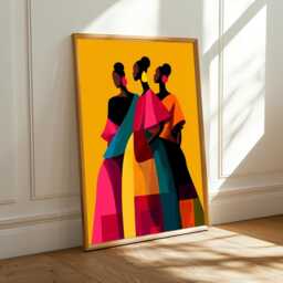 Modern Figures Art Print Bold African Prints, Yellow Geometric Print - Poster Only - thumbnail 2