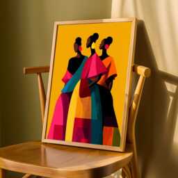 Modern Figures Art Print Bold African Prints, Yellow Geometric Print - Poster Only - thumbnail 3