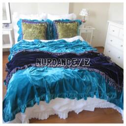 Velvet Throw Blanket Tassel Fringe Trim -Bed Scarf Runner Velvet Bedding Queen King Bedspread, Coverlet Sofa Couch Throws Nurdanceyiz - thumbnail 3