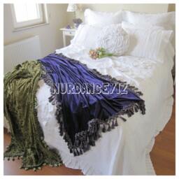 Velvet Throw Blanket Tassel Fringe Trim -Bed Scarf Runner Velvet Bedding Queen King Bedspread, Coverlet Sofa Couch Throws Nurdanceyiz