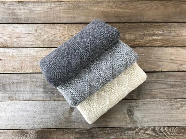 Alpaca Blanket Gray Knit Wool Baby Wrap Knitted Natural White Ivory Light Dark Throw Girl Boy Newborn Gift For Shower - image 1