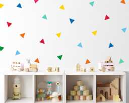 Pack Of 64 Colourful Triangle Wall Stickers, 3 Inch Rainbow Decals, Baby Nursery Playroom Decor