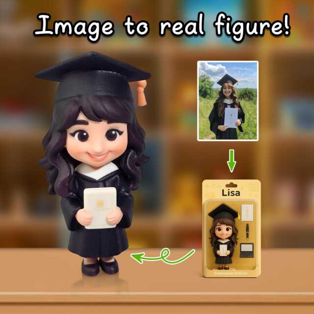 Custom Graduation Gift 3D Printed Pixar Style Figurine/ University/High School Primary - image 1