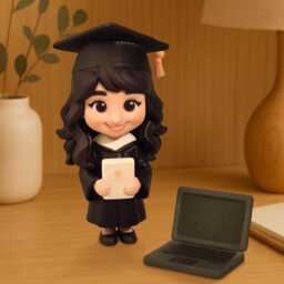 Custom Graduation Gift 3D Printed Pixar Style Figurine/ University/High School Primary - thumbnail 3