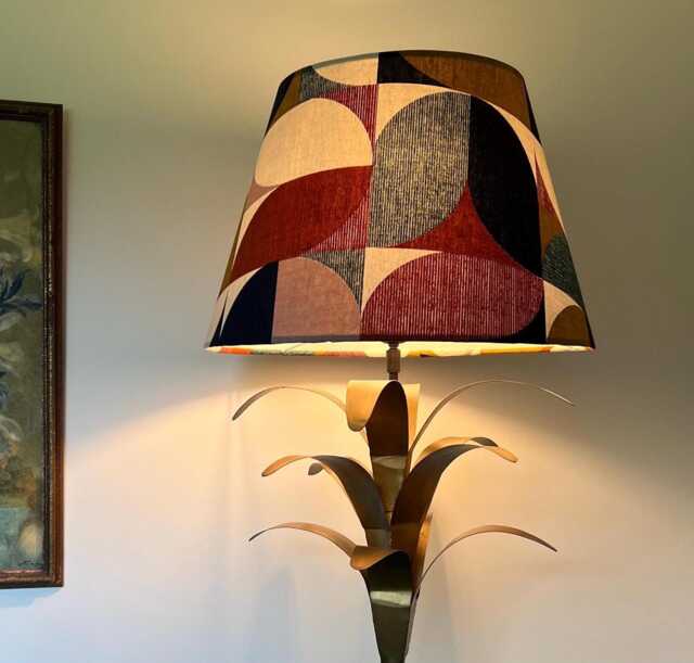 Retro Geometric Cotton Empire Lampshade, Autumnal Colors - image 1