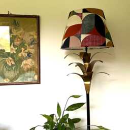 Retro Geometric Cotton Empire Lampshade, Autumnal Colors - thumbnail 3
