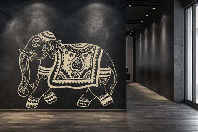 Elephant Mandala Vinyl Wall Decal - Spiritual & Bohemian Decor - image 1