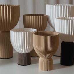 Lamp O Black X Beige Minimalist Modern Lamp 3D Printed Made Of Bioplastic - thumbnail 2