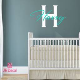 Personalized Name Initial Vinyl Wall Decal, Nursery Decor - thumbnail 1