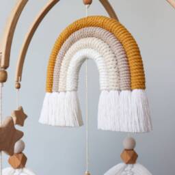 Macrame Baby Mobile, Boho Nursery Decor, Rainbow & Stars Mobile For Crib, Baby Shower Gift Idea - thumbnail 3