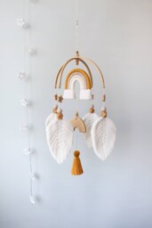 Macrame Baby Mobile, Boho Nursery Decor, Rainbow & Stars Mobile For Crib, Baby Shower Gift Idea - thumbnail 1