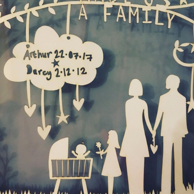 Personalized Family Paper Cut Portrait, Framed Newborn Gift - image 1