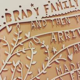 Personalized Family Paper Cut Portrait, Framed Newborn Gift - thumbnail 3