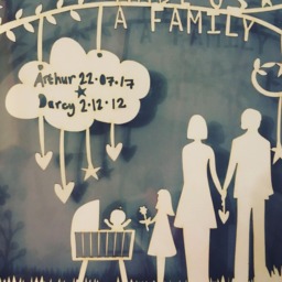Personalized Family Paper Cut Portrait, Framed Newborn Gift - thumbnail 1