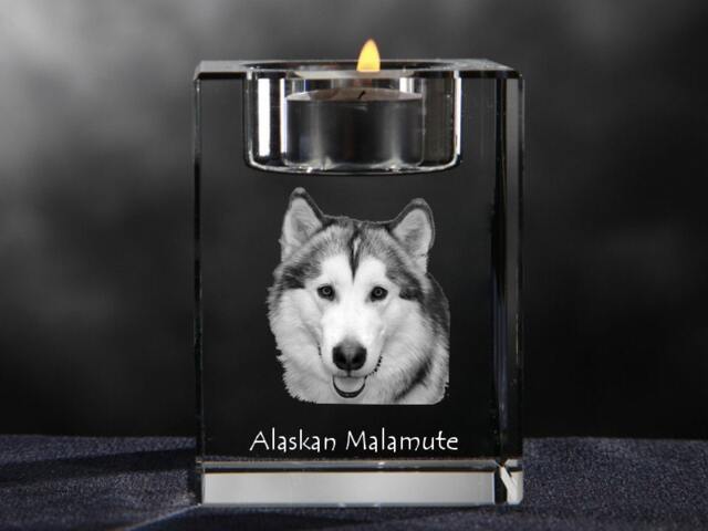 Alaskan Malamute, Crystal Candlestick With Dog, Souvenir, Decoration, Limited Edition, Collection - image 1