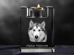 Alaskan Malamute, Crystal Candlestick With Dog, Souvenir, Decoration, Limited Edition, Collection - thumbnail 1