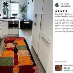 Handmade Wool Berber Runner Rug Custom Moroccan Design - thumbnail 3