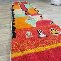 Handmade Wool Berber Runner Rug Custom Moroccan Design - thumbnail 2