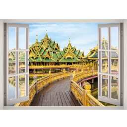 Ancient Siam Window 3D Wall Decal Art Removable Wallpaper Thailand Mural Sticker Vinyl Home Decor - thumbnail 2