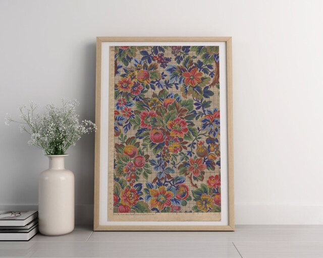 Antique Floral Tapestry Art Print French Textile History - image 1