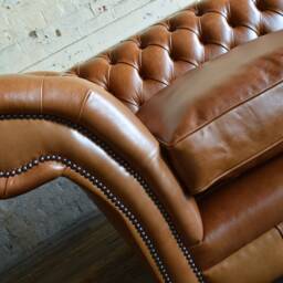 British Handmade 3 Seater Vintage Tan Brown Leather Chesterfield Sofa - thumbnail 3