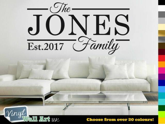 Family Name Est. Vinyl Wall Art Sticker Decal Kitchen Bedroom Lounge - image 1