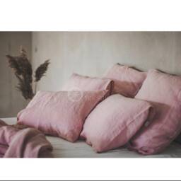 stone Washed Linen Bedding Set in Light Rose Color - Duvet Cover & 2 Pillowcases 100% European Bed Flax - thumbnail 3