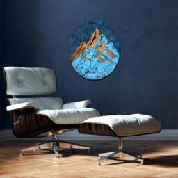 Mountains Copper Wall Decor, Landscape Art, Metal Patinated Copper, Blue Patina, Abstract Art - thumbnail 2