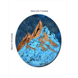 Mountains Copper Wall Decor, Landscape Art, Metal Patinated Copper, Blue Patina, Abstract Art - thumbnail 3