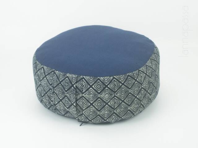 Hill Tribe Indigo Zafu Meditation Cushion, Organic Kapok Filled Ottoman Pouf - image 1