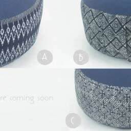 Hill Tribe Indigo Zafu Meditation Cushion, Organic Kapok Filled Ottoman Pouf - thumbnail 4