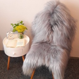 Real Sheepskin Sofa Cover, Grey Wool Blanket, Animal Theme Nursery - thumbnail 3