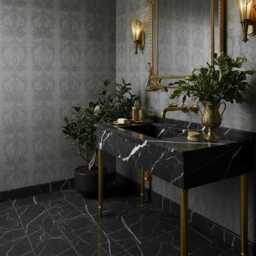 Handcrafted Black Pietre Notte Marble Sink Modern Bathroom Vanity M1M034 - thumbnail 2