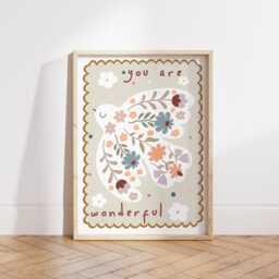 Peace Dove Poster, Wildflower Print, Pastel Flower Bird Girl Nursery Bedroom Decor - thumbnail 3