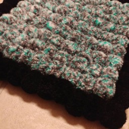 Blue White Black Rug, Pom Small Decorative Soft Acrylic Yarn, Blue & Pom, Home Decor - thumbnail 2