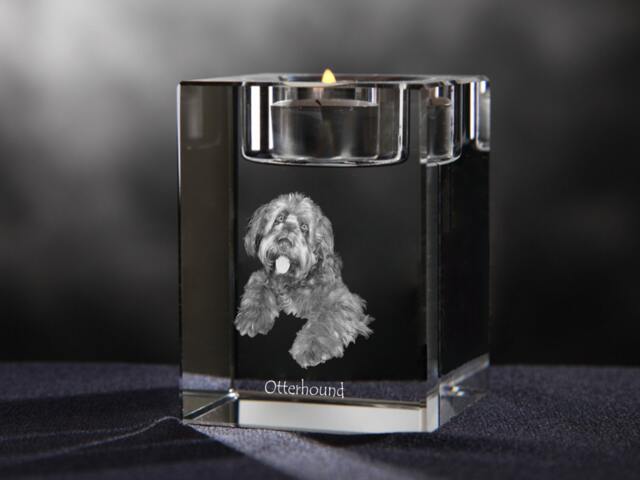 Otterhound, Crystal Candlestick With Dog, Souvenir, Decoration, Limited Edition, Collection - image 1