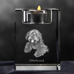 Otterhound, Crystal Candlestick With Dog, Souvenir, Decoration, Limited Edition, Collection - thumbnail 3